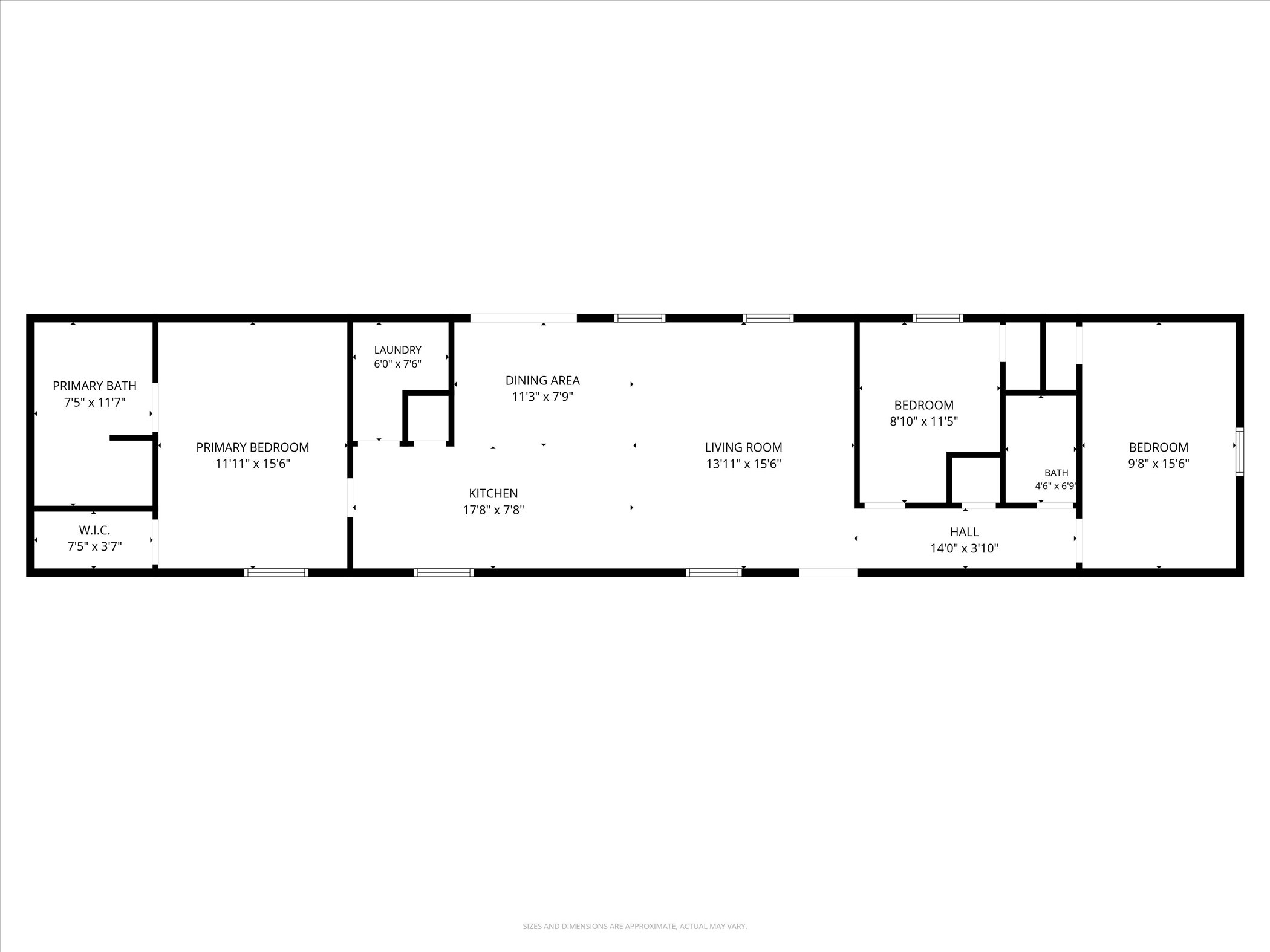 Floor plan of the residence at 913 County Road 4232, Bonham, Texas, with room dimensions